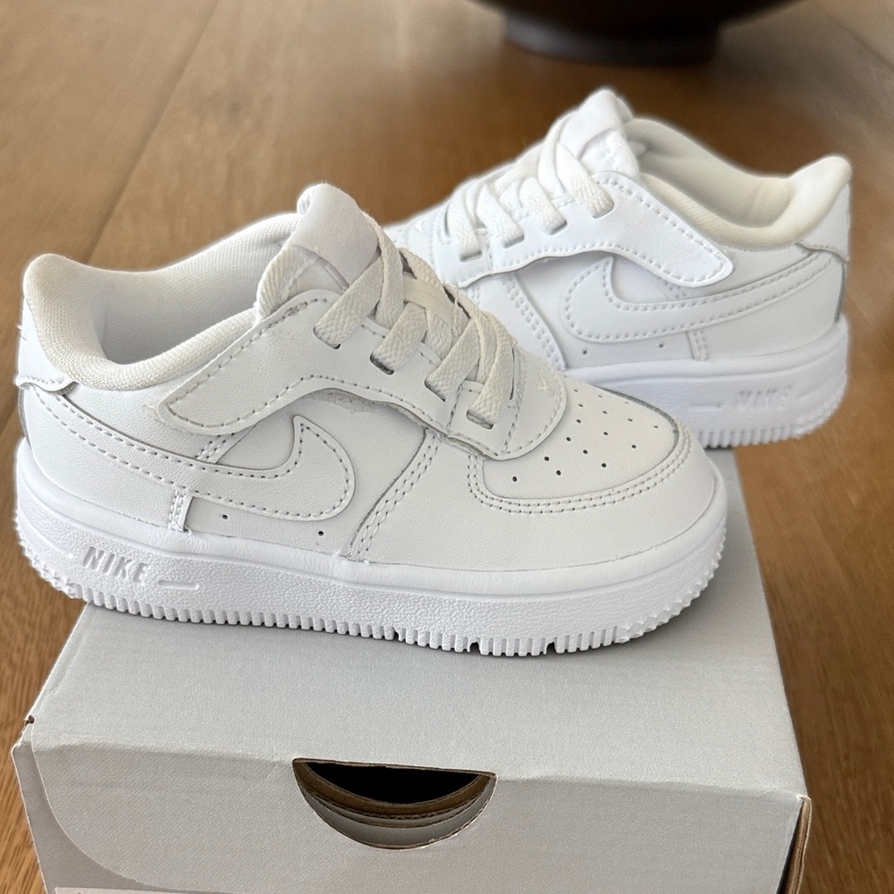 Nike Force 1 Kids All-White Sneakers
